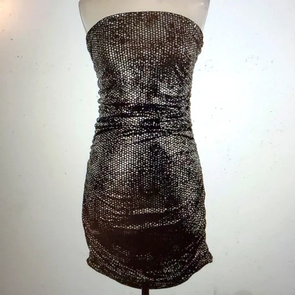 blue dress for baby girl Black & Gold Strapless Party Dress Medium main image 1